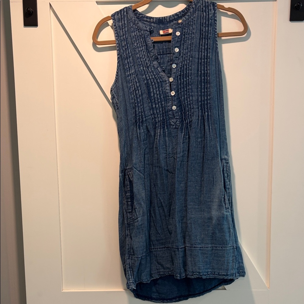 Sleeveless Blue Denim Tunic Dress